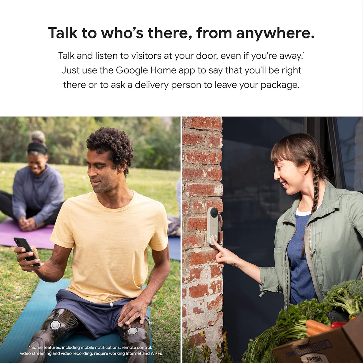 Google Nest Doorbell Battery, Battery Powered Video Doorbell, Snow