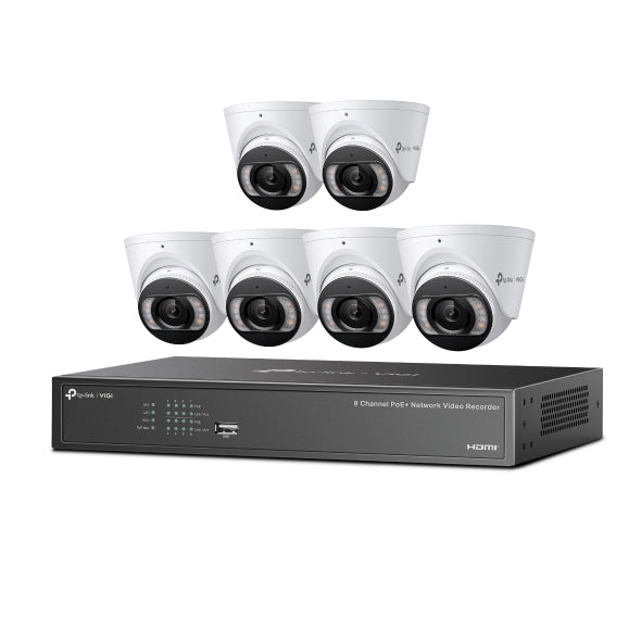 TP-LINK VIGI NK8MP-T6425-2T 6pcs 4MP Full-Color Turret IPC & 8 Channel PoE+ NVR KIT with 2TB HDD installed