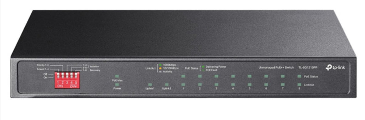 TP-Link TL-SG1210PP 10-Port Gigabit Desktop Switch with 6-Port PoE+ and 2-Port PoE++