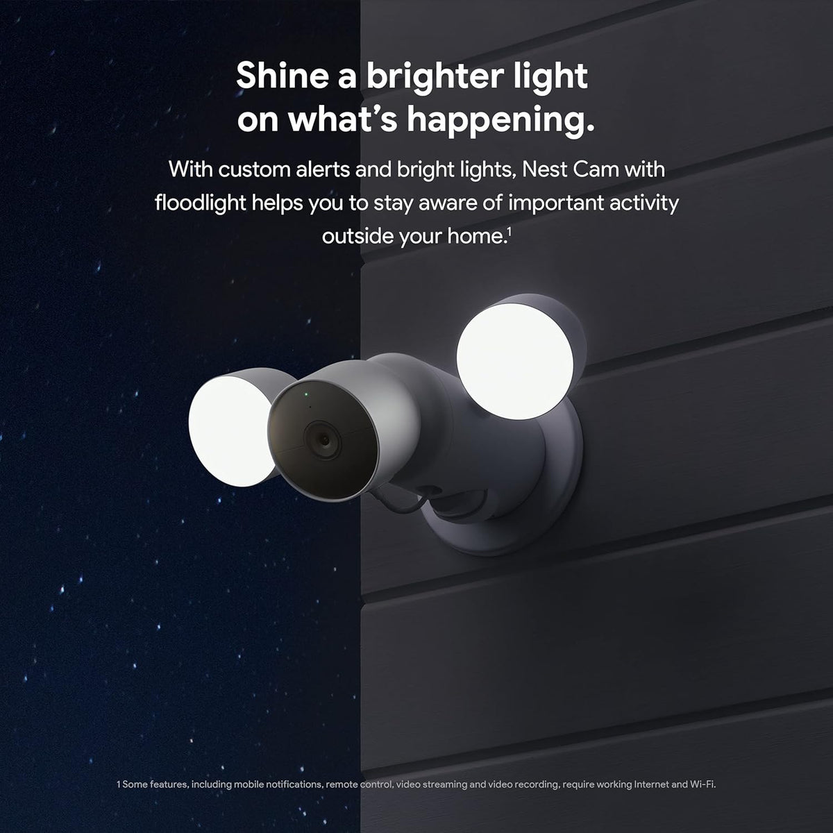 Google Nest Cam with Floodlight, Outdoor Wired Smart Security Camera, White