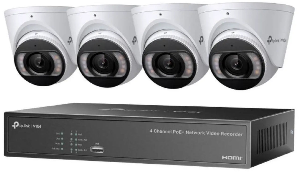 TP-Link VIGI NK4P-T4425-2T 4 x 4MP Full-Color Turret IPC  & 4 Channel PoE+ NVR KIT with 2TB HDD