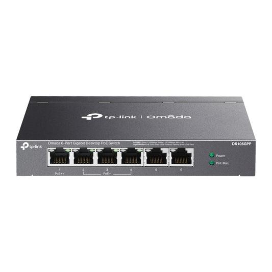 TP-Link DS106GPP Omada 6-Port Gigabit Unmanaged Desktop Switch -3-Port PoE+, 1-Port PoE++