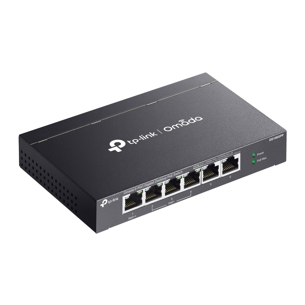 TP-Link DS106GPP Omada 6-Port Gigabit Unmanaged Desktop Switch -3-Port PoE+, 1-Port PoE++