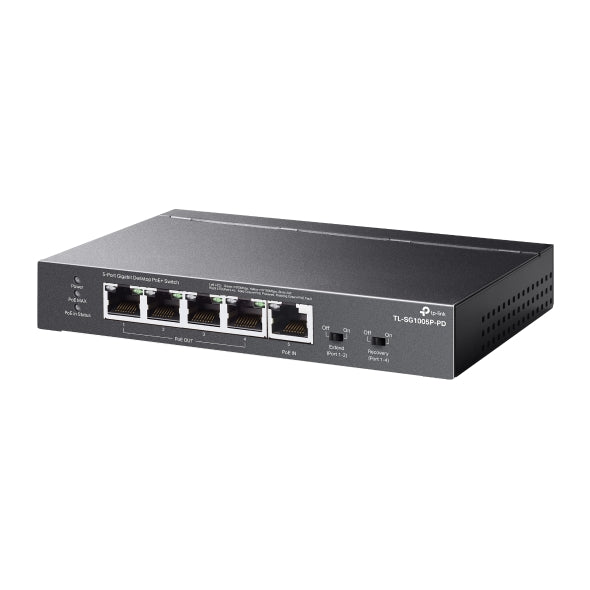 TP-Link5-Port Gigabit Desktop PoE+ Switch with 1-Port PoE++ In and 4-Port PoE+Out - TL-SG1005P-PD