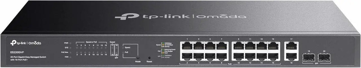 TP-Link TL-ES220GMP Omada 20-Port Gigabit Easy Managed Switch with 16-Port PoE+