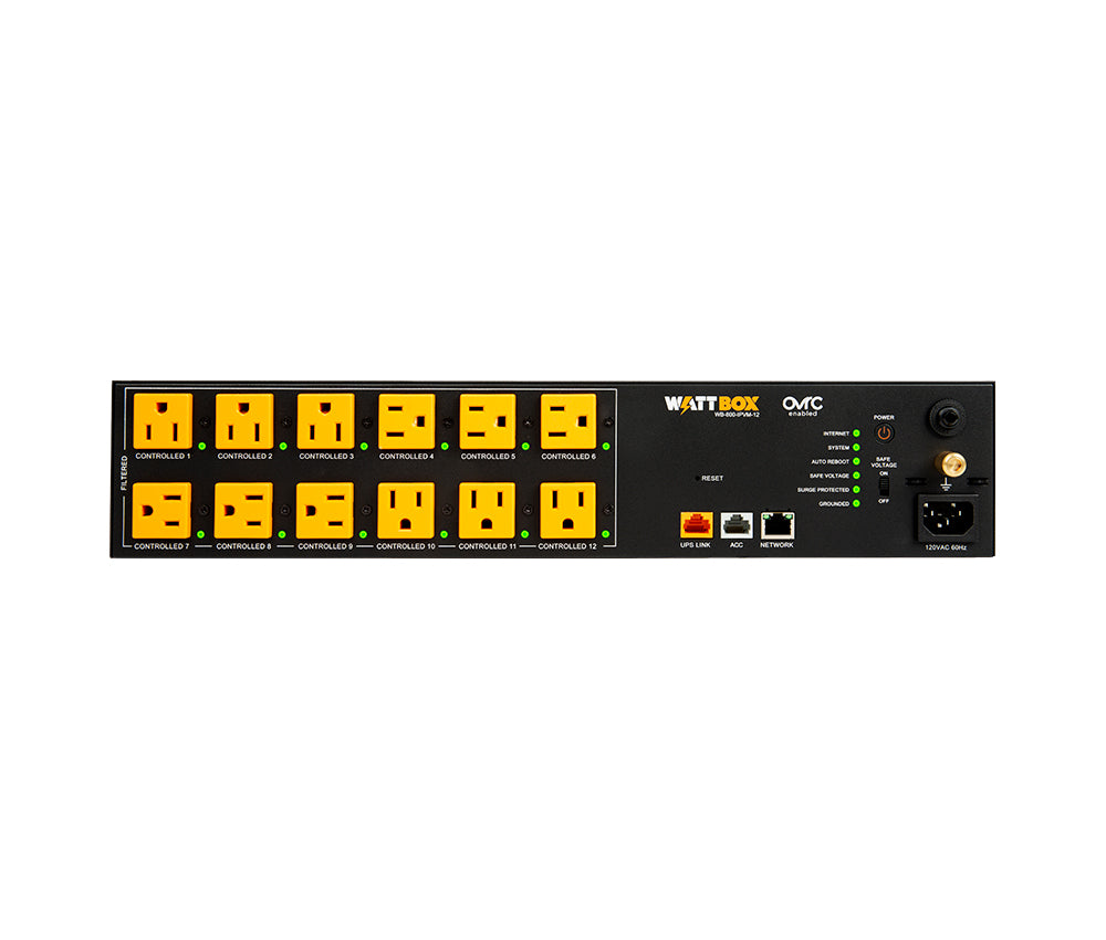 WattBox WB-800-IPVM-12 800 Series IP Power Conditioner, 12-Individually Controlled and Metered Outlets